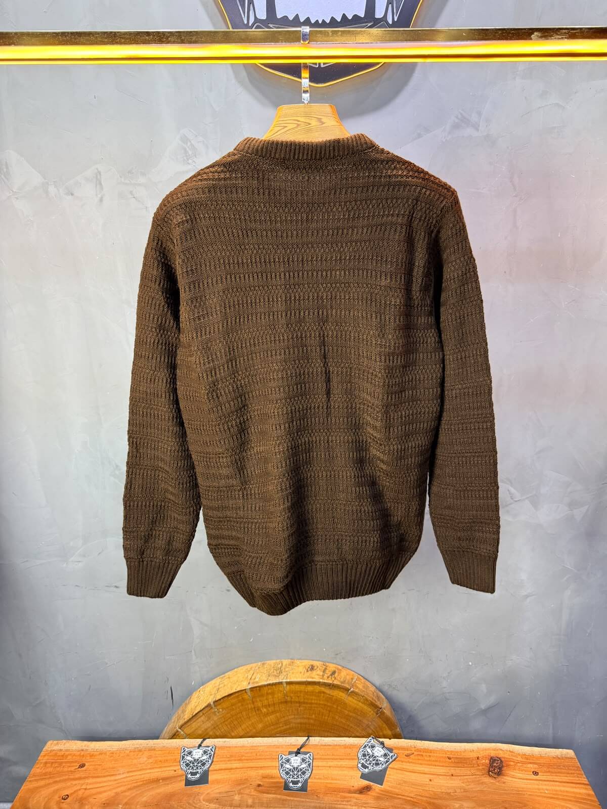 Pull tricot Marron camel Regular size 5545