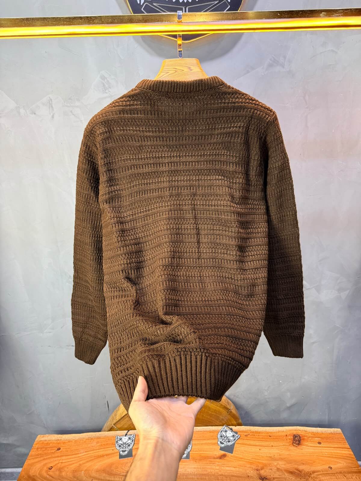 Pull tricot Marron camel Regular size 5545