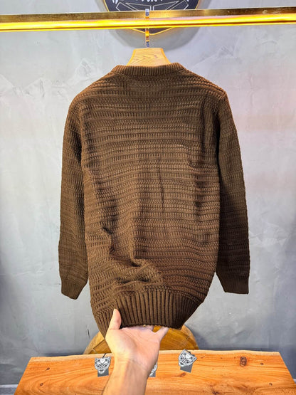 Pull tricot Marron camel Regular size 5545
