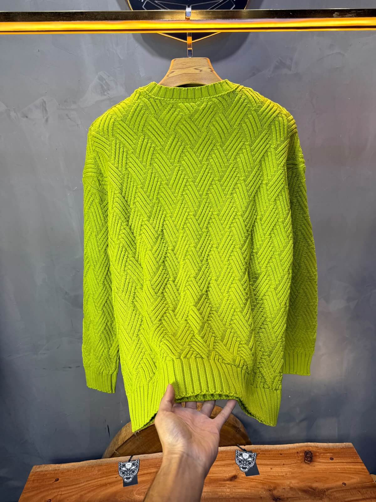 Pull tricot Vert Anis Oversize 9767
