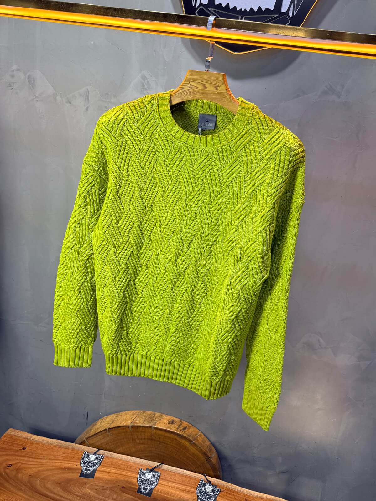 Pull tricot Vert Anis Oversize 9767