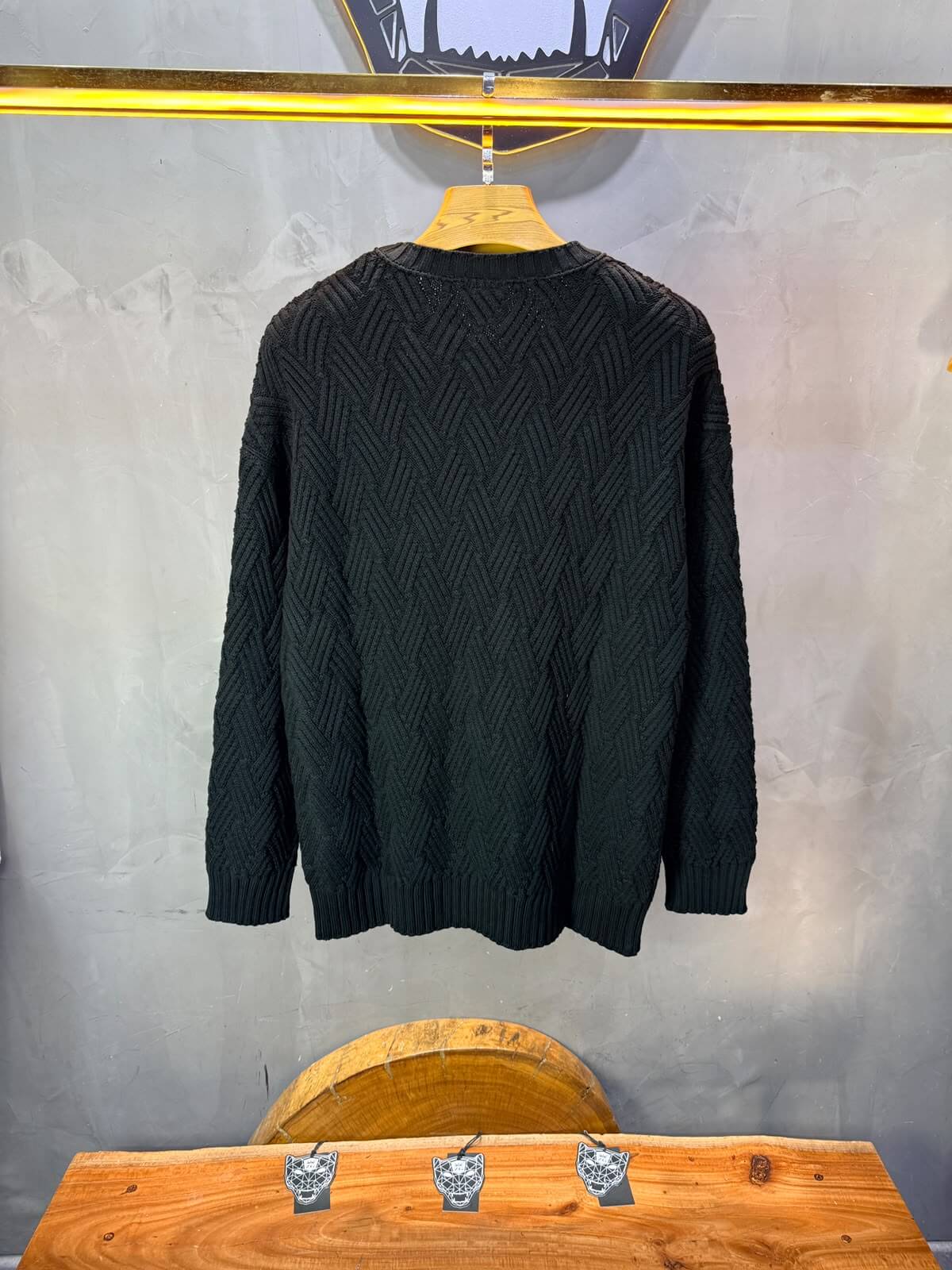 Pull tricot Noir Oversize 9767