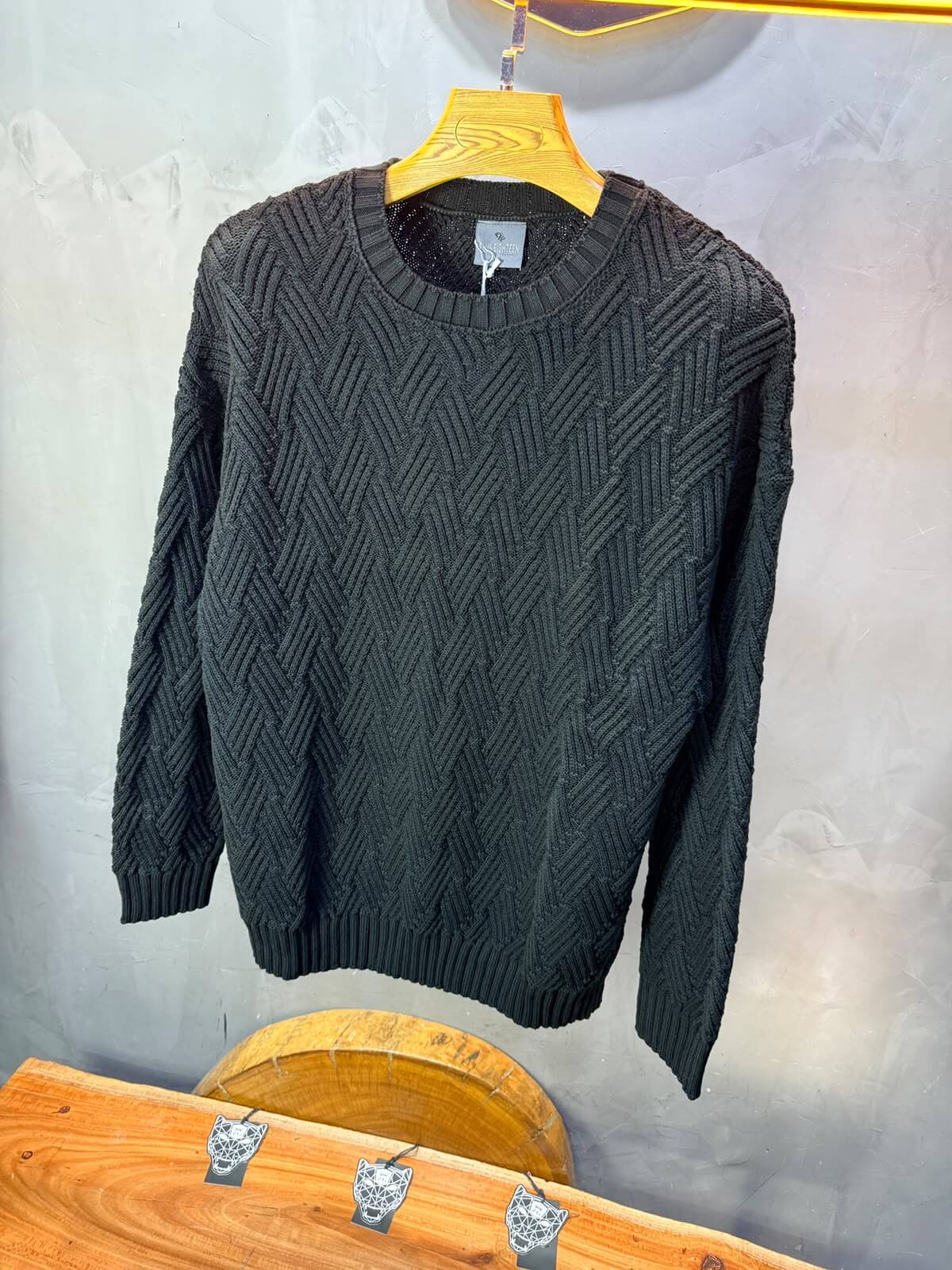 Pull tricot Noir Oversize 9767