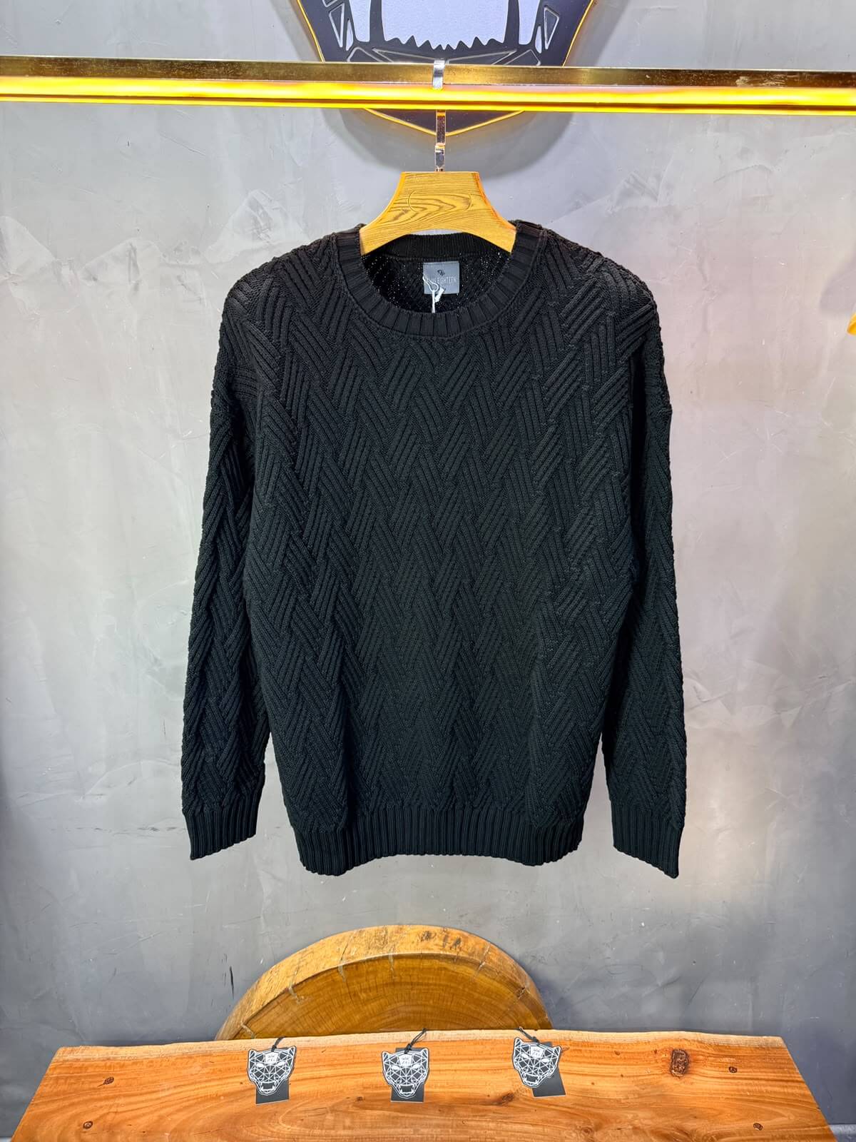 Pull tricot Noir Oversize 9767