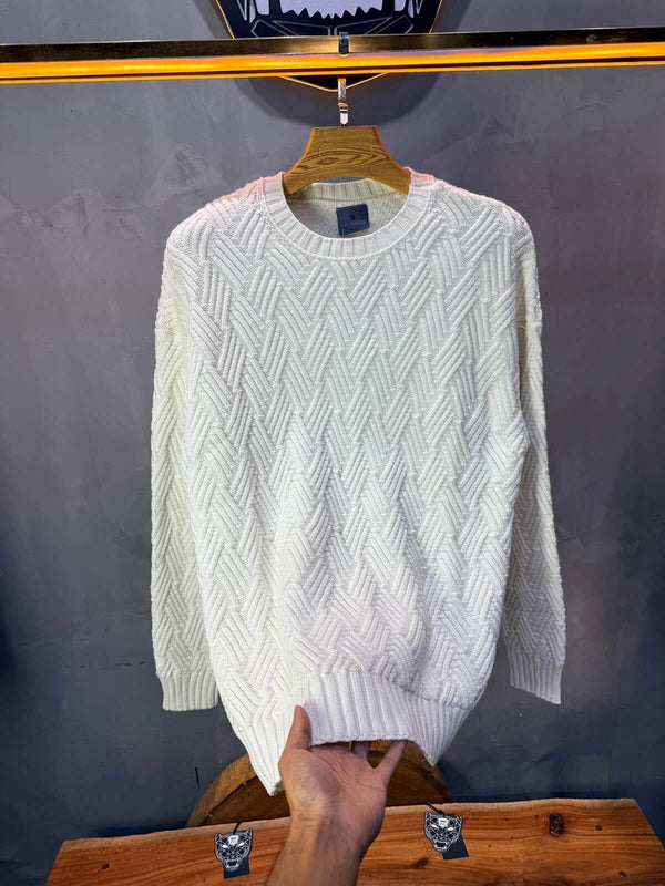 Pull tricot Blanc Oversize 9767