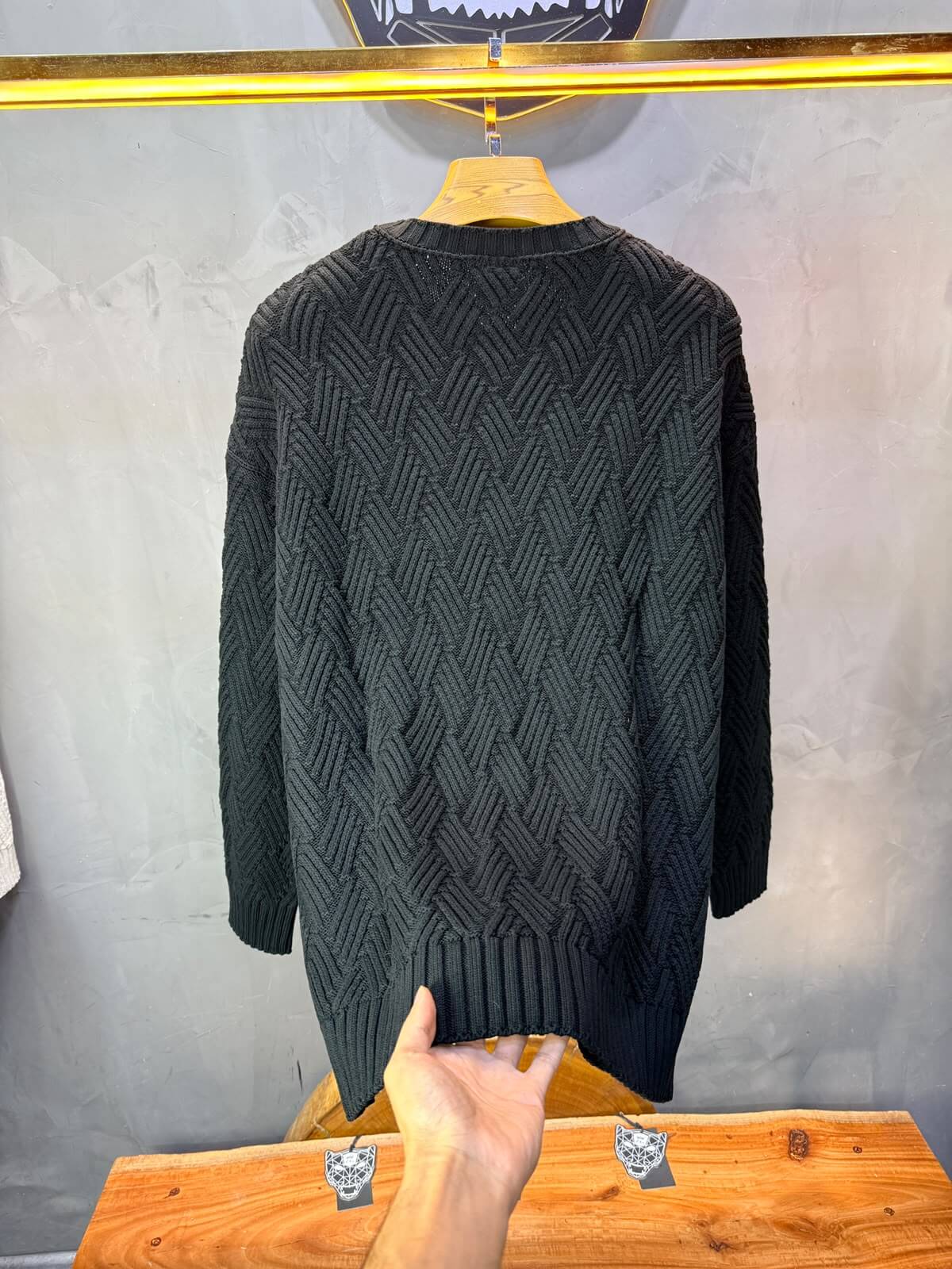 Pull tricot Noir Oversize 9767