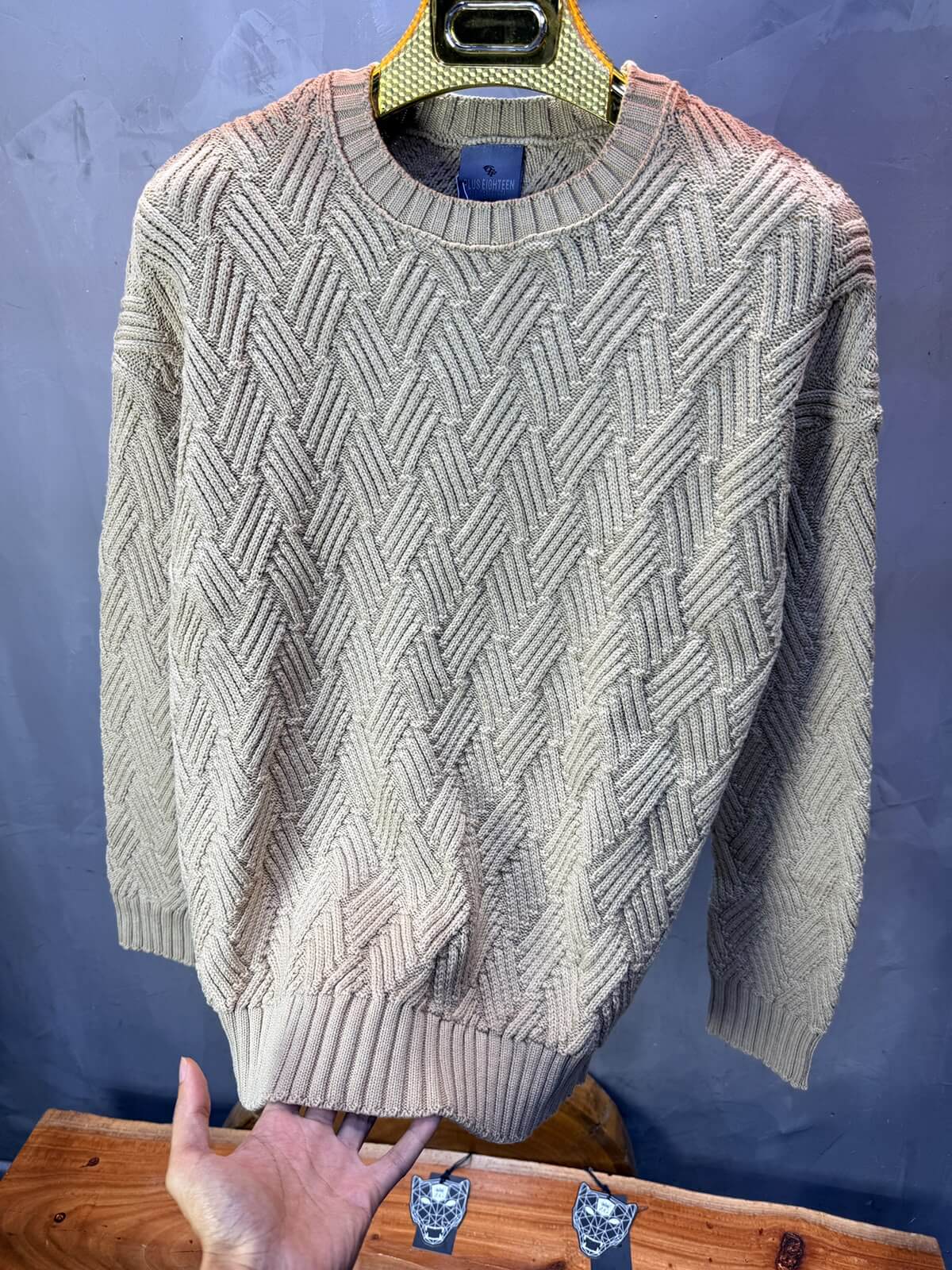 Pull tricot Beige Oversize 9767