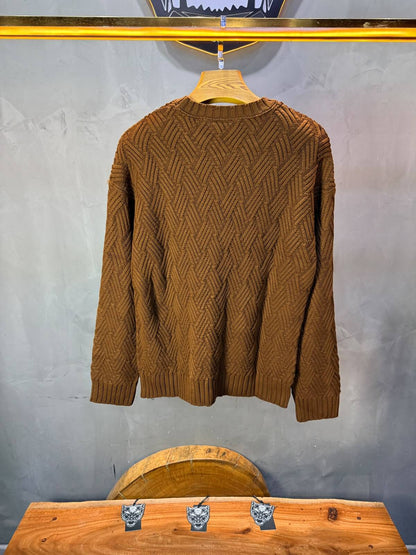 Pull tricot Marron Camel Oversize 9767