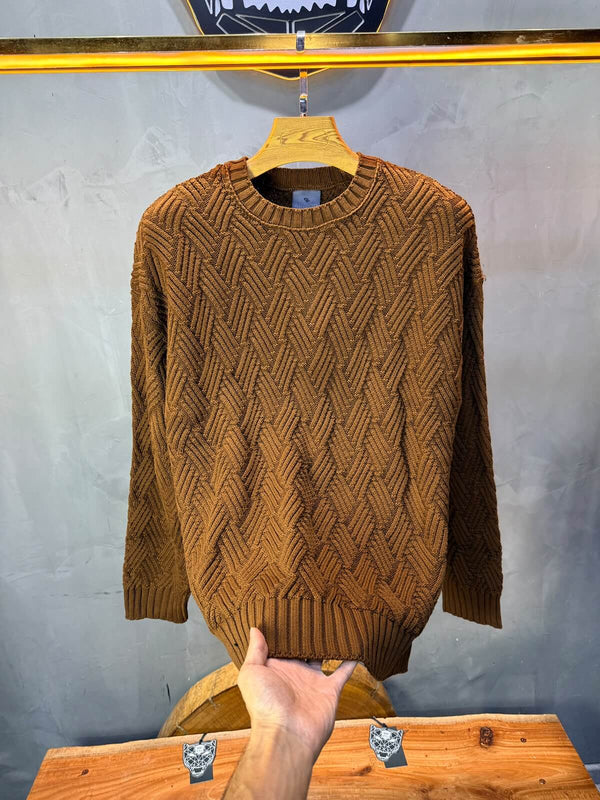 Pull tricot Marron Camel Oversize 9767