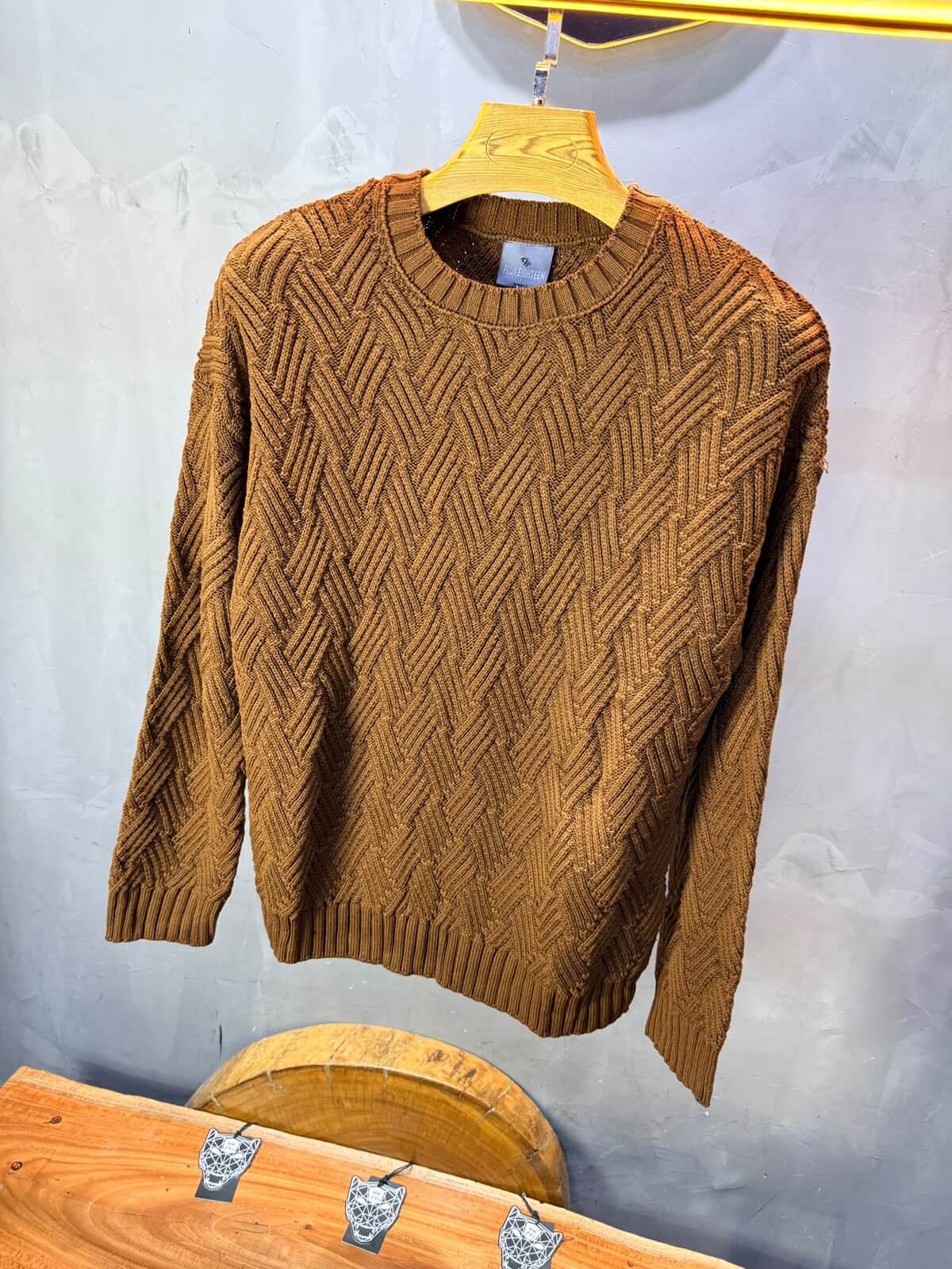 Pull tricot Marron Camel Oversize 9767