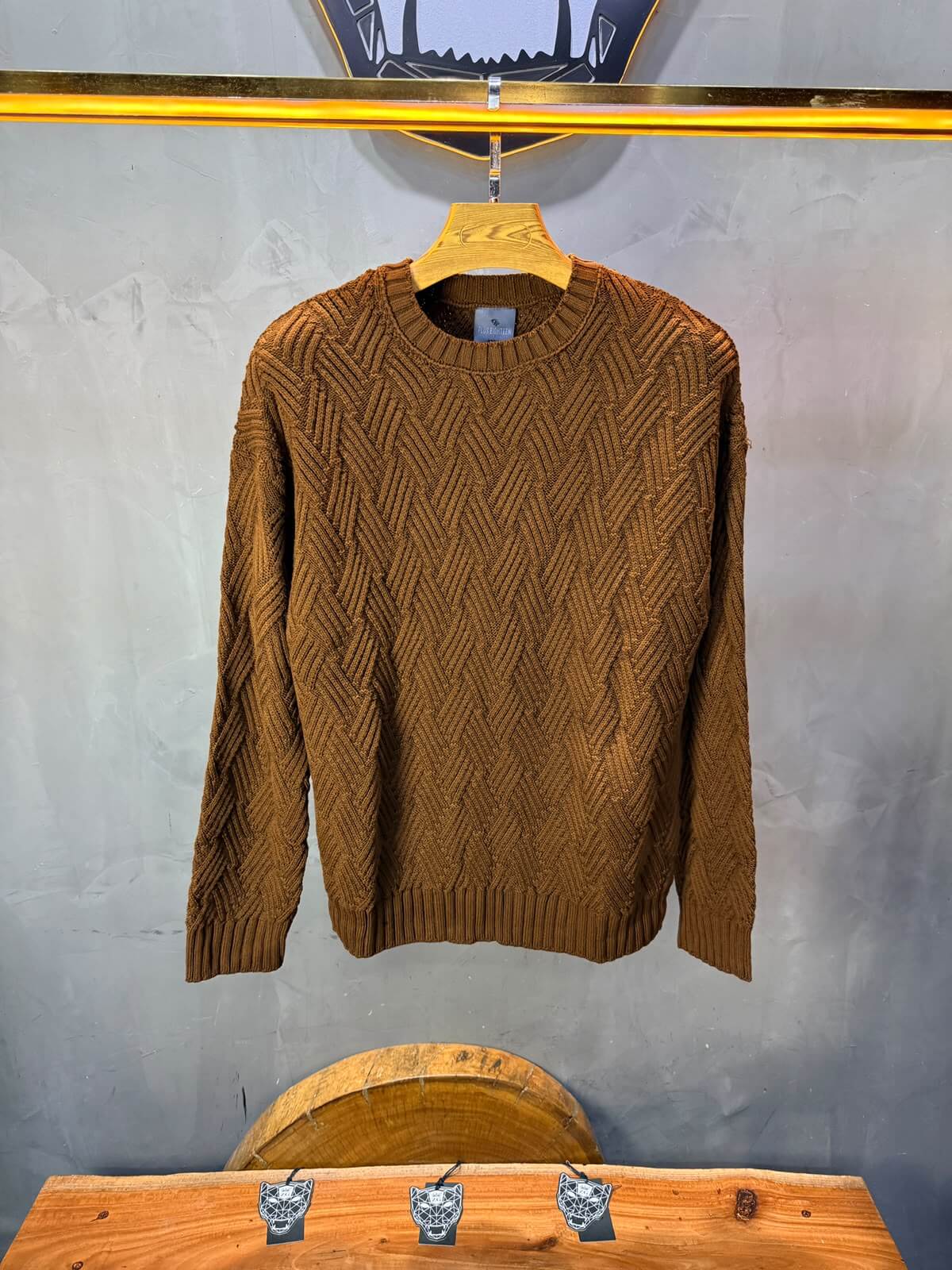 Pull tricot Marron Camel Oversize 9767