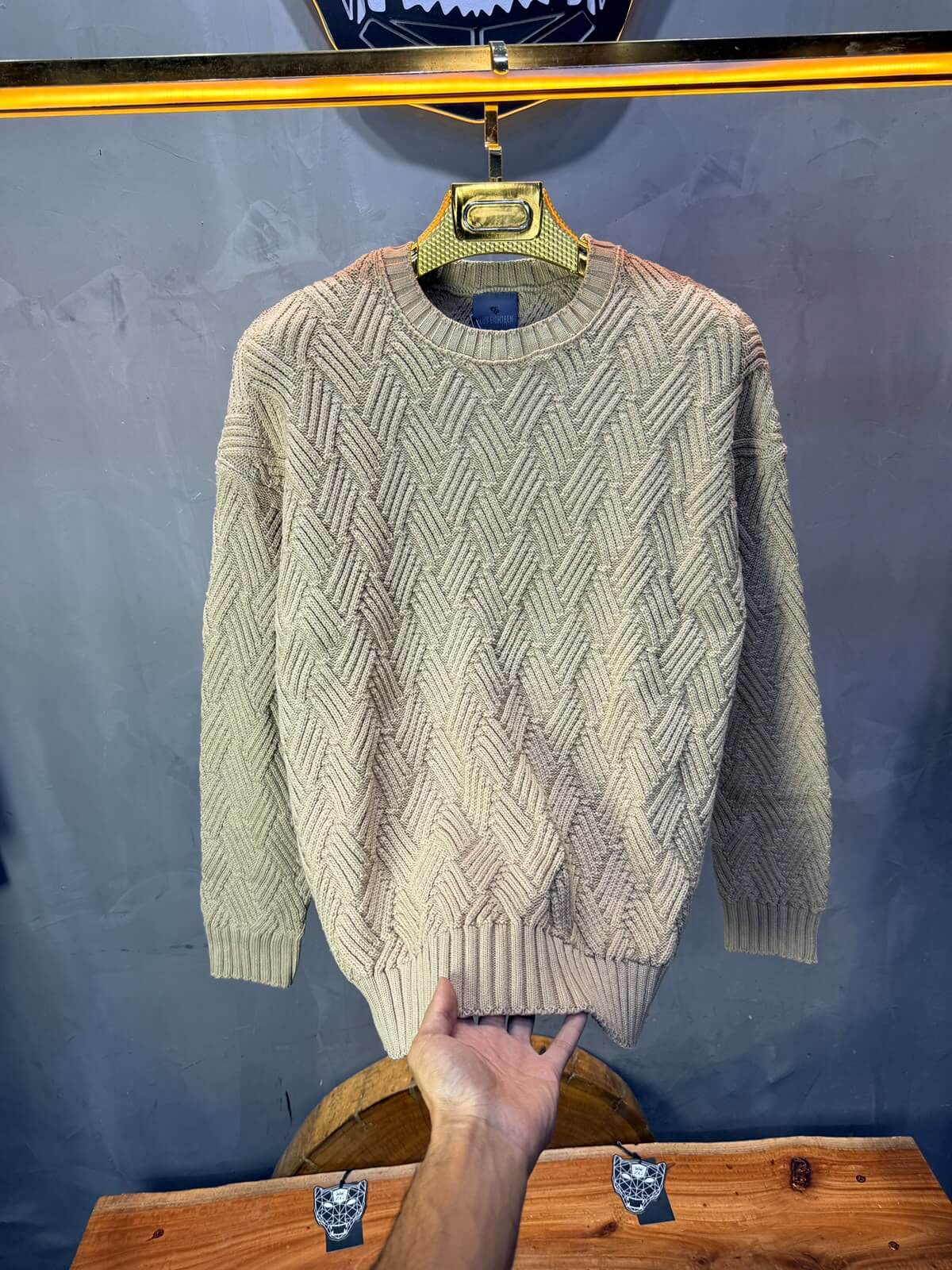 Pull tricot Beige Oversize 9767