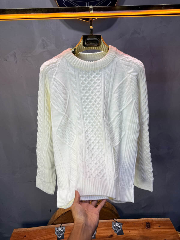 Pull tricot Blanc Oversize 9772