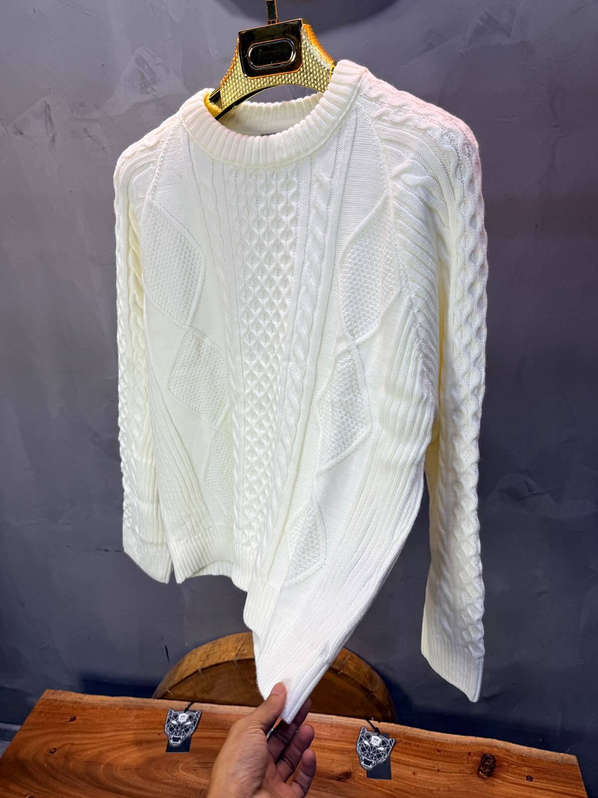 Pull tricot Blanc Oversize 9772