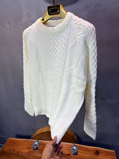 Pull tricot Blanc Oversize 9772