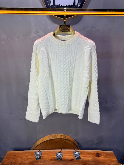 Pull tricot Blanc Oversize 9772
