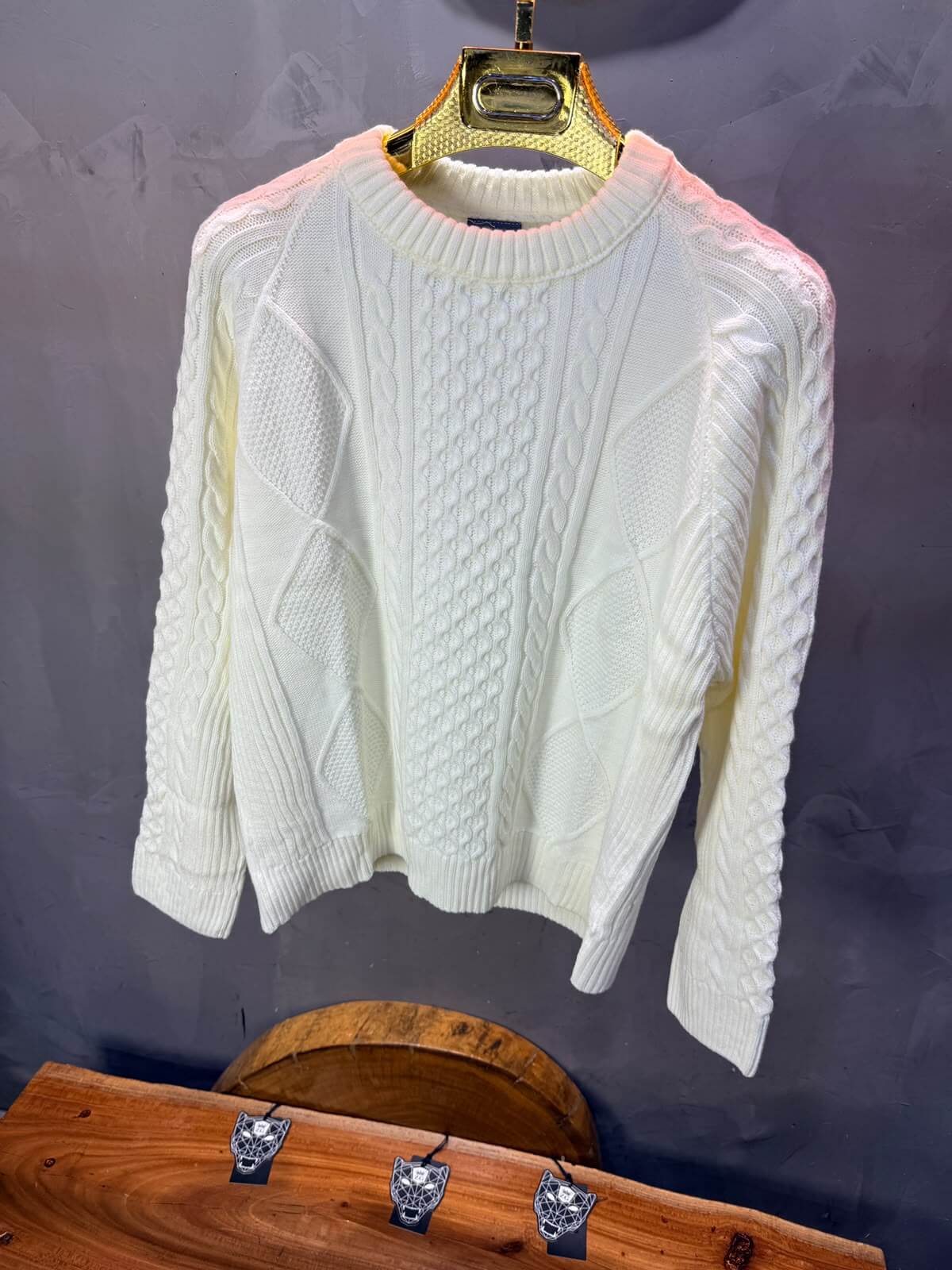 Pull tricot Blanc Oversize 9772