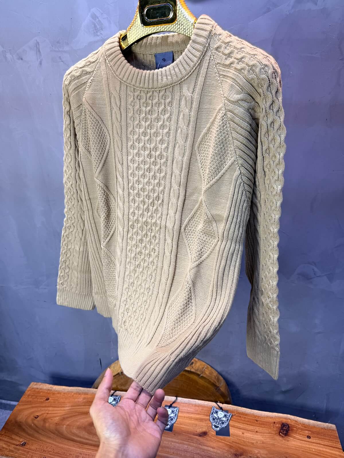 Pull tricot Beige Oversize 9772