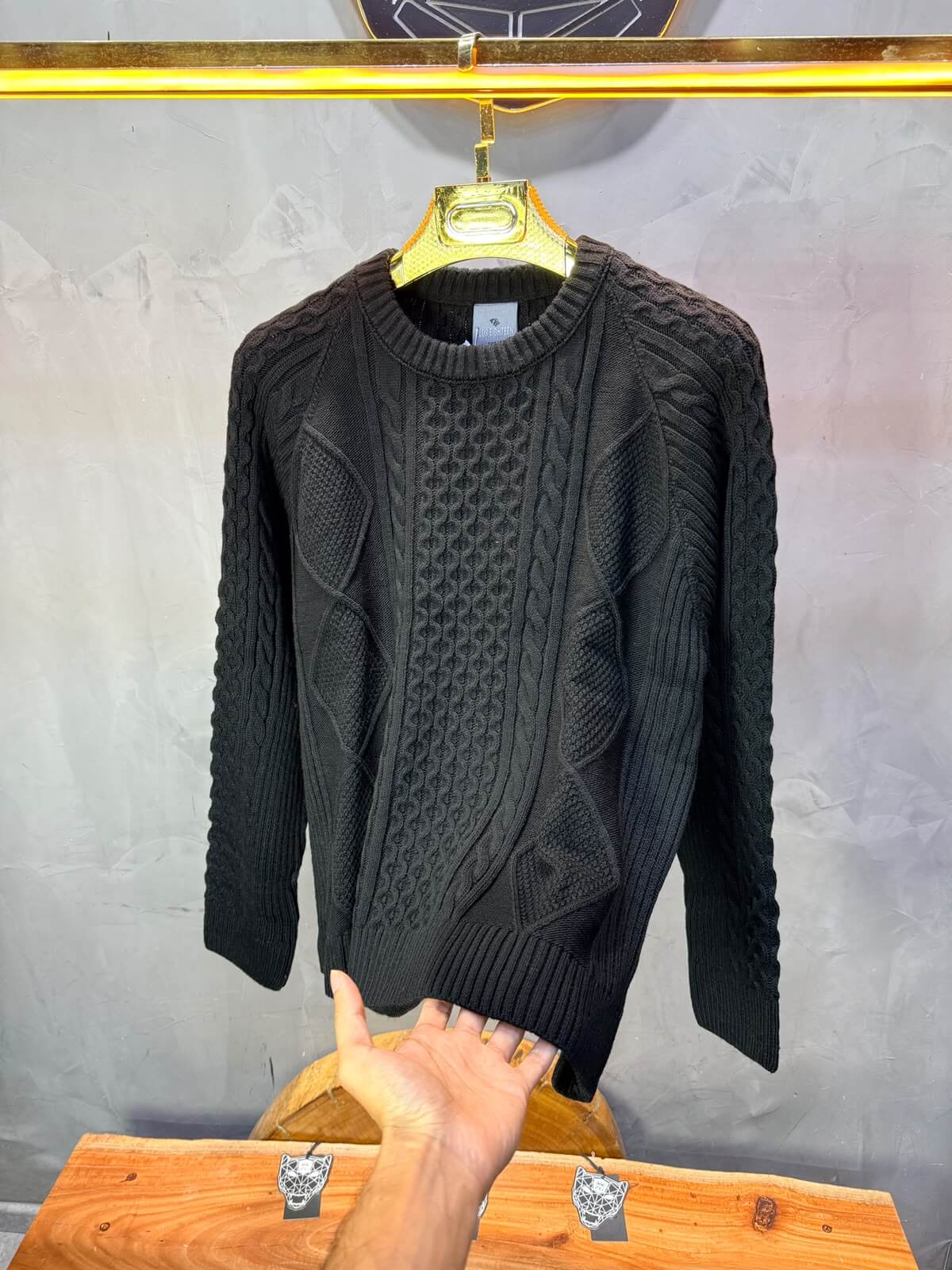 Pull tricot Noir Oversize 9772