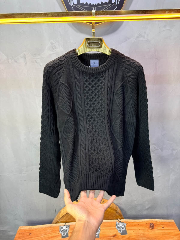 Pull tricot Noir Oversize 9772