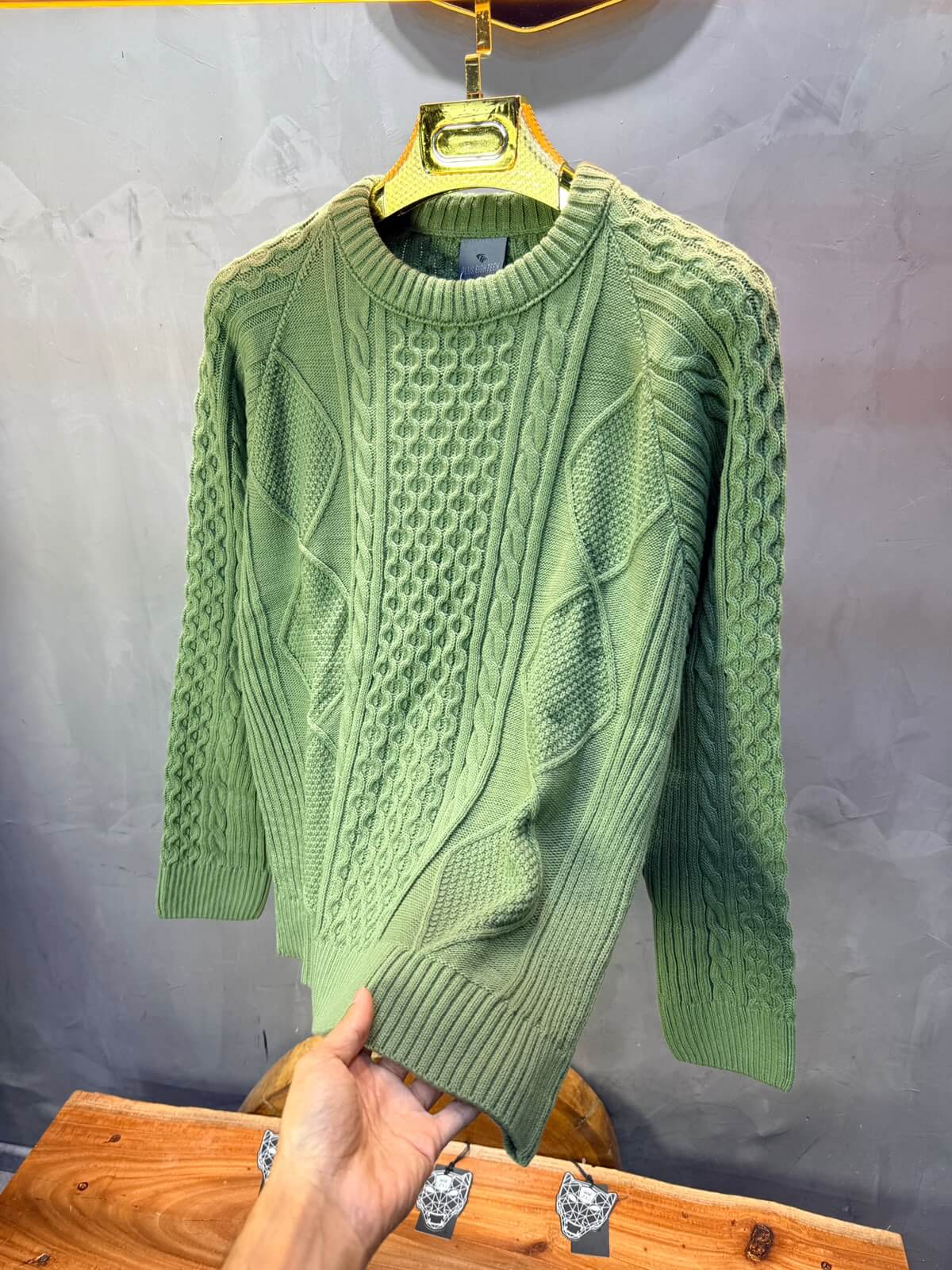 Pull tricot Vert Oversize 9772