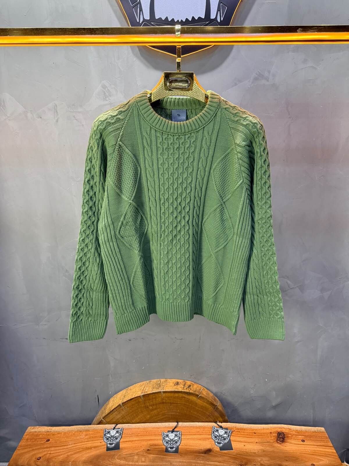 Pull tricot Vert Oversize 9772