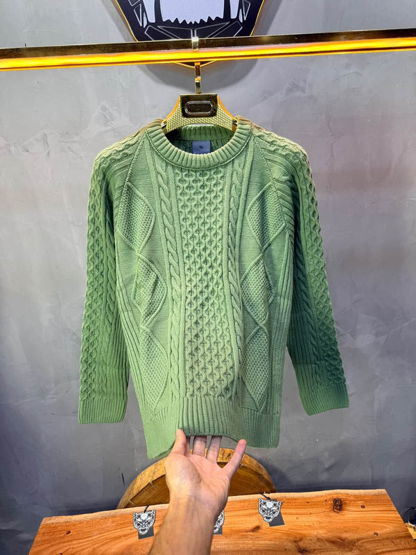 Pull tricot Vert Oversize 9772