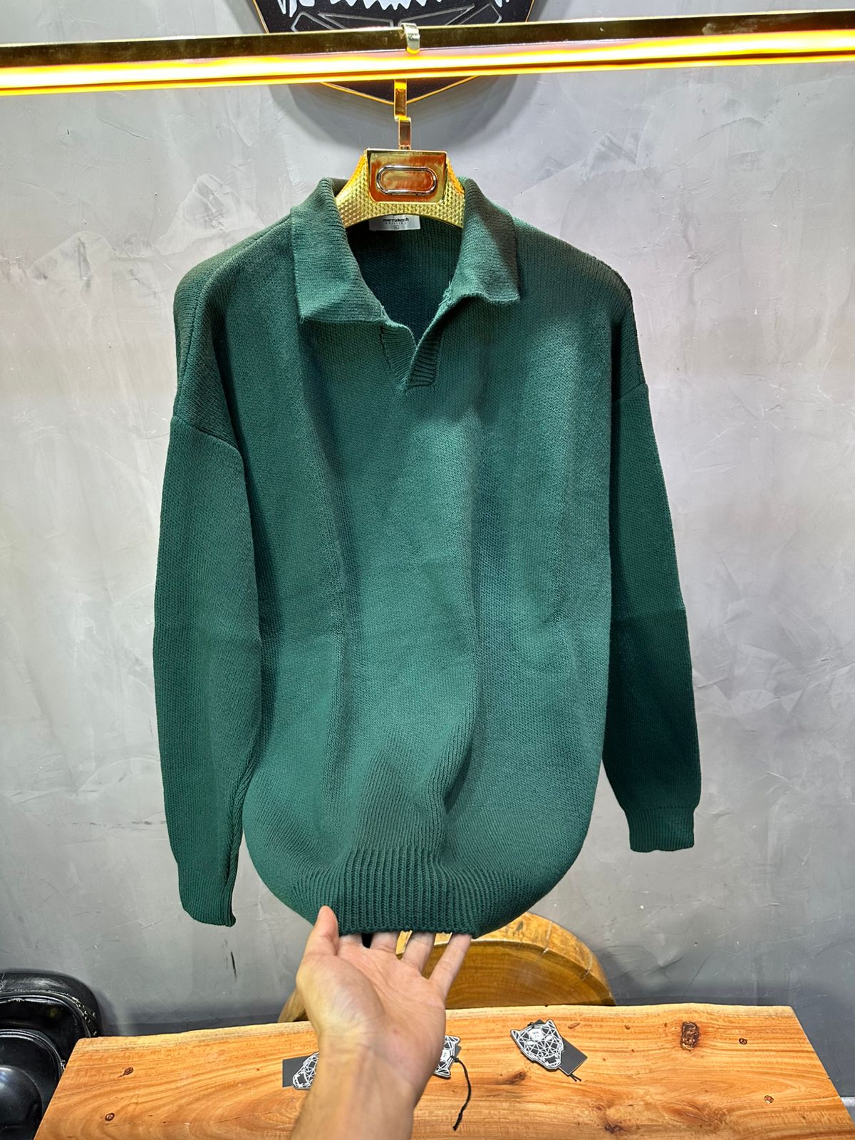 Pull Vert Tricot Polo 2305