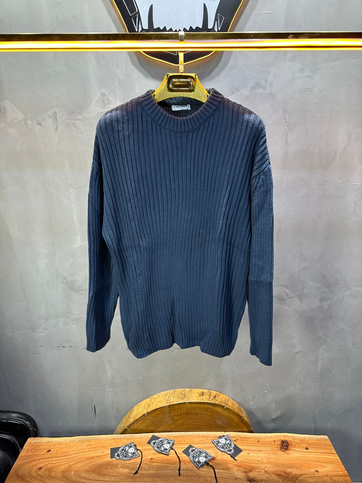 Pull bleu Tricot Côtelé 1902