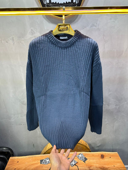 Pull bleu Tricot Côtelé 1902