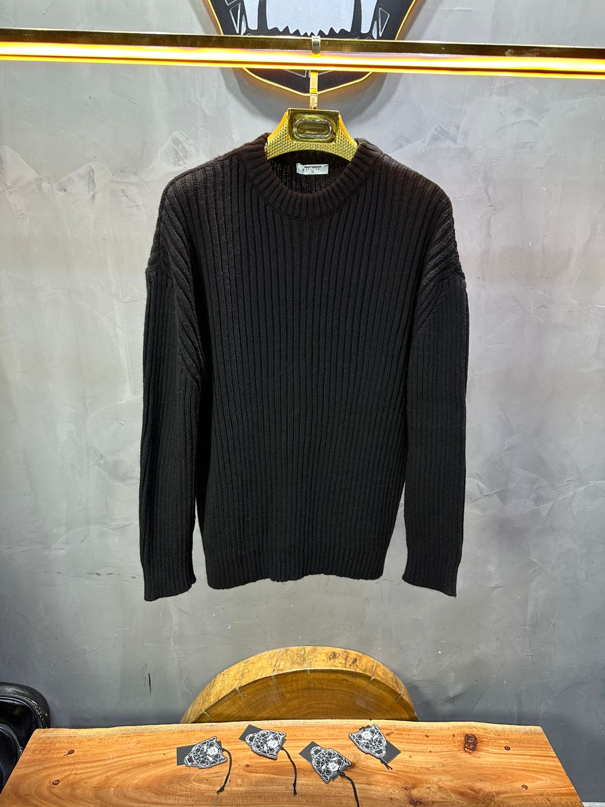 Pull noir Tricot Côtelé 1902 - ZG PREMIUM