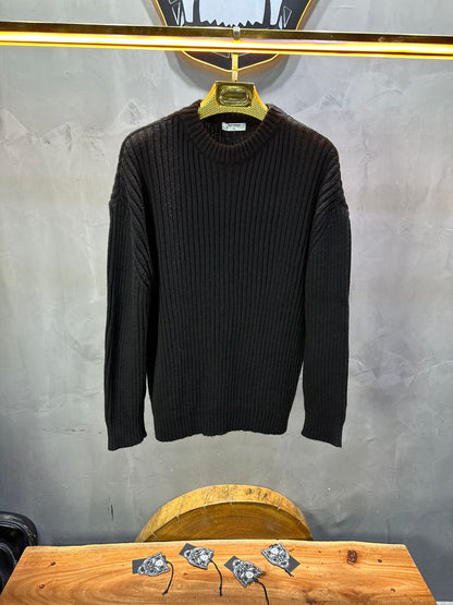 Pull noir Tricot Côtelé 1902 - ZG PREMIUM