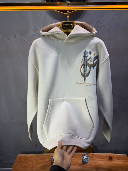 Hoodie beige Broderie Sabre Calligraphie Arabe Sann 5010 - ZG PREMIUM