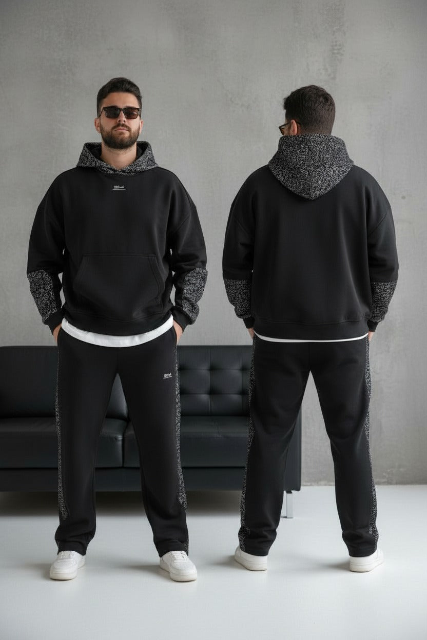 Ensemble survêtement oversize homme noir 6521
