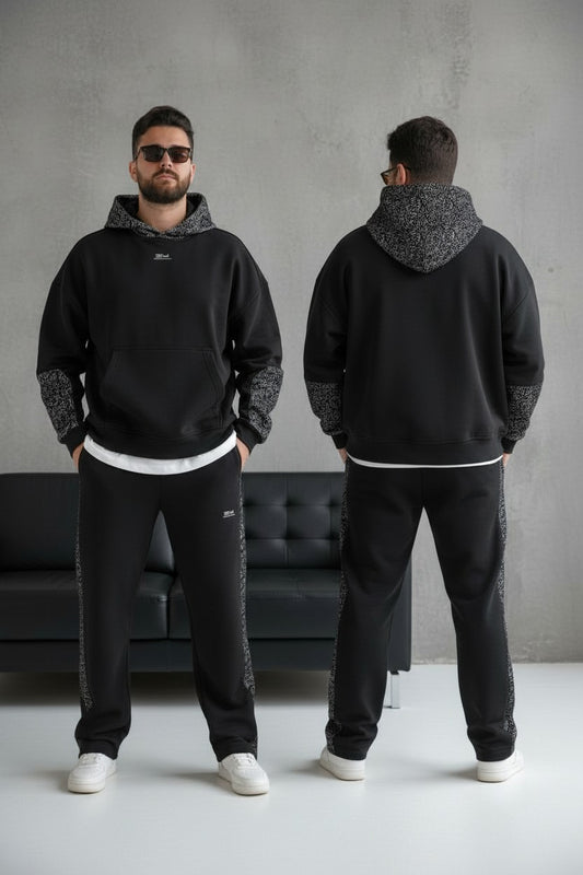 Ensemble survêtement oversize homme noir 6521