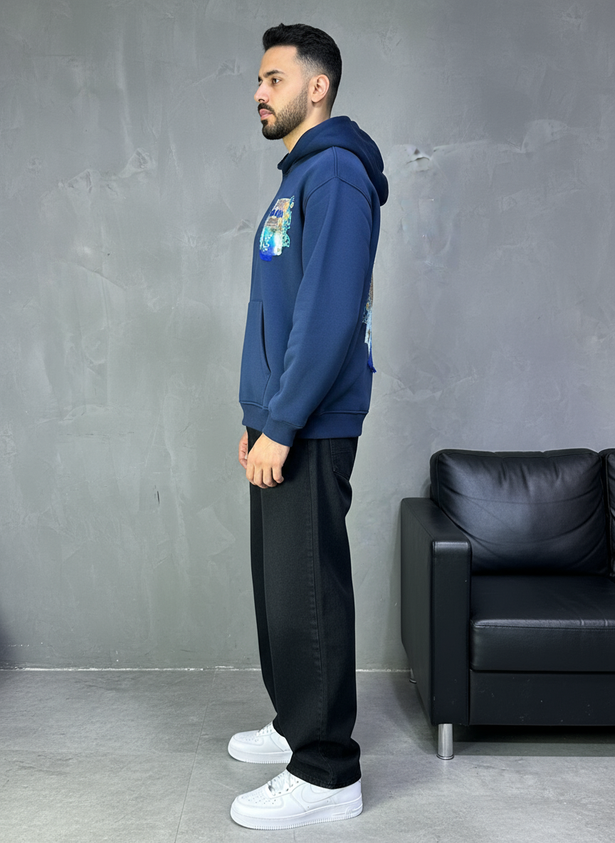 HOODIE SAW OVERSIZE BLUE 4981