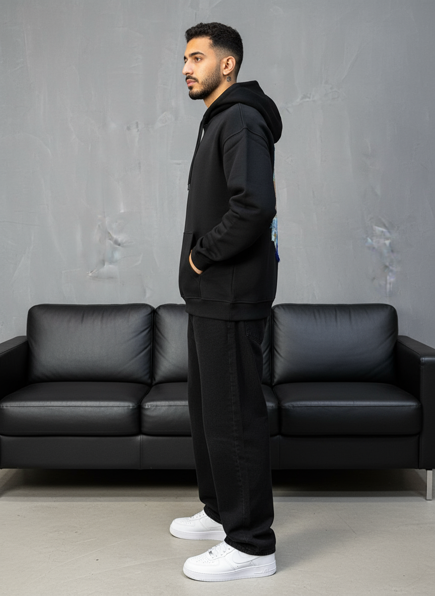 HOODIE SAW OVERSIZE BLACK 4981