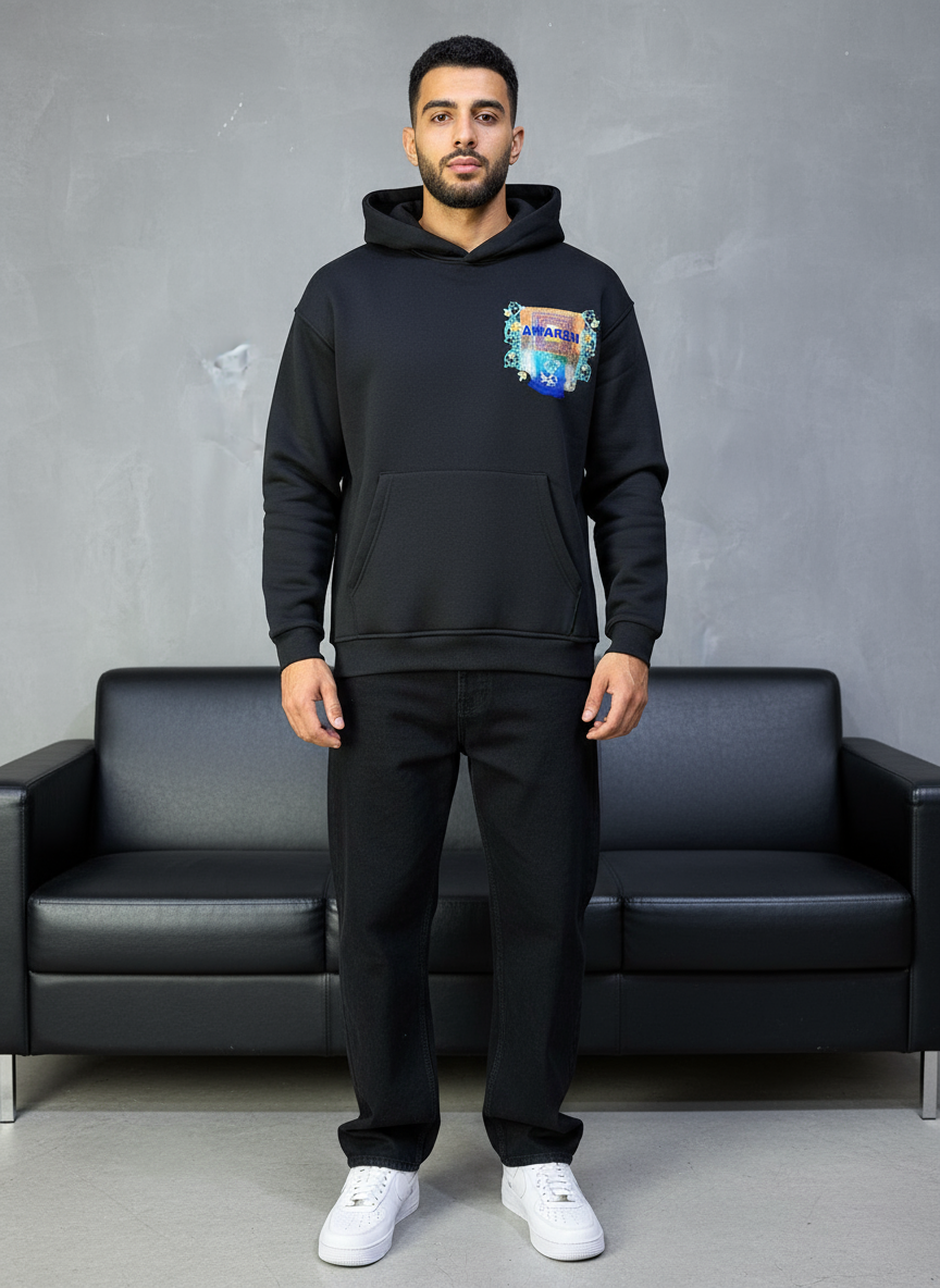 HOODIE SAW OVERSIZE BLACK 4981