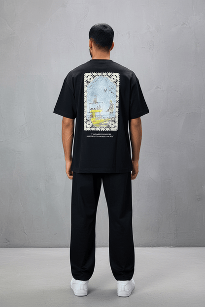 T-Shirt Oversize Noir — Illustration Peintre & Citation Poétique 5097