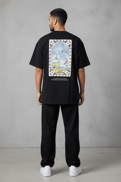 T-Shirt Oversize Noir — Illustration Peintre & Citation Poétique 5097