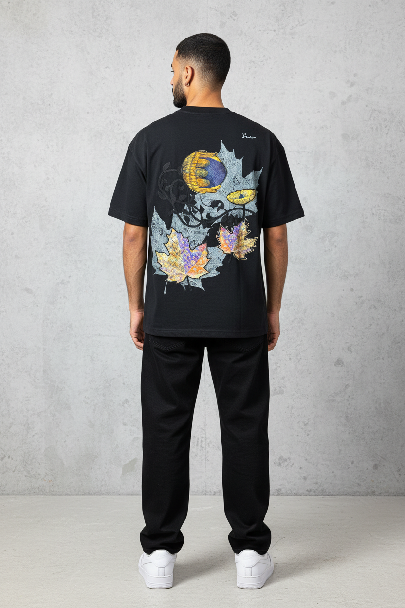 T-Shirt Oversize Noir Feuille d'Érable 5118