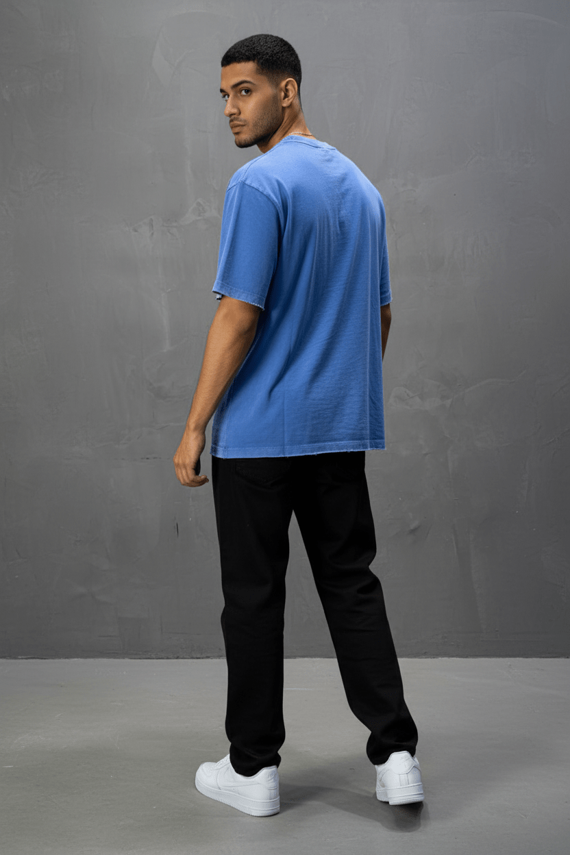T-Shirt blue Oversize Washed Vintage 1976 - ZG PREMIUM