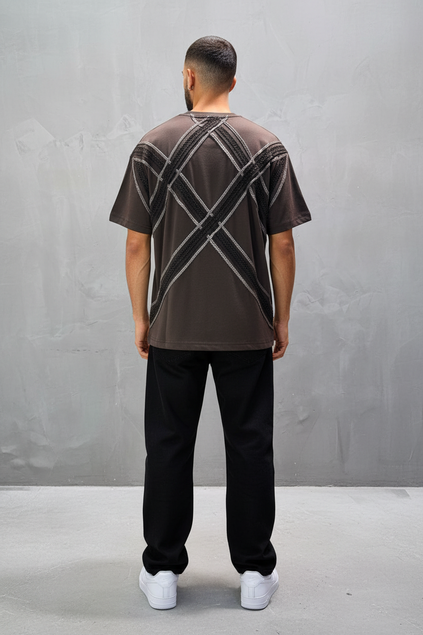 T-Shirt Oversize Brown "Sam" Diamond | SAW Urbanity 5085