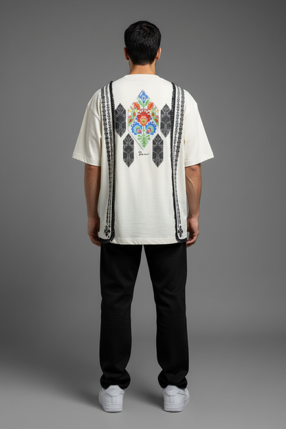 T-Shirt beige Oversize Broderie Marocaine 5080