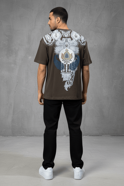 T-Shirt brown Oversize Broderie Paisley Baroque SAW 5112