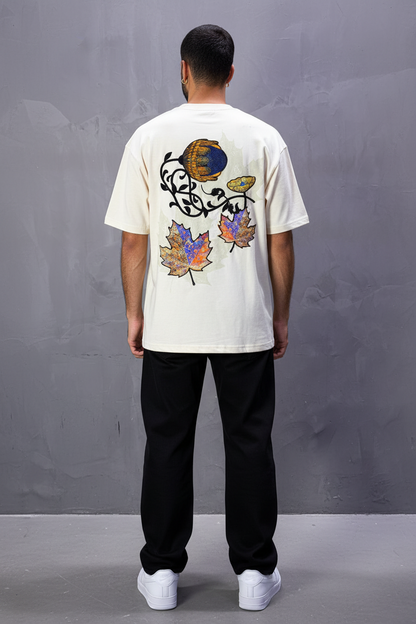 T-Shirt Oversize Beige Feuille d'Érable 5118
