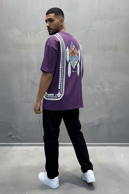 T-Shirt blue Oversize Broderie Marocaine 5080 - ZG PREMIUM