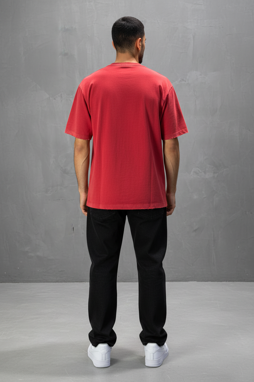 T-Shirt red Oversize Washed Vintage 1976