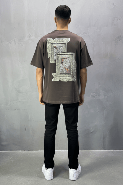 T-Shirt Oversize brown SAW Baroque 3D Oriental Paisley Noir Premium 5107 - ZG PREMIUM