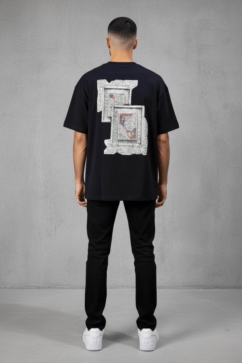 T-Shirt Oversize SAW Baroque 3D Oriental Paisley Noir Premium 5107 - ZG PREMIUM